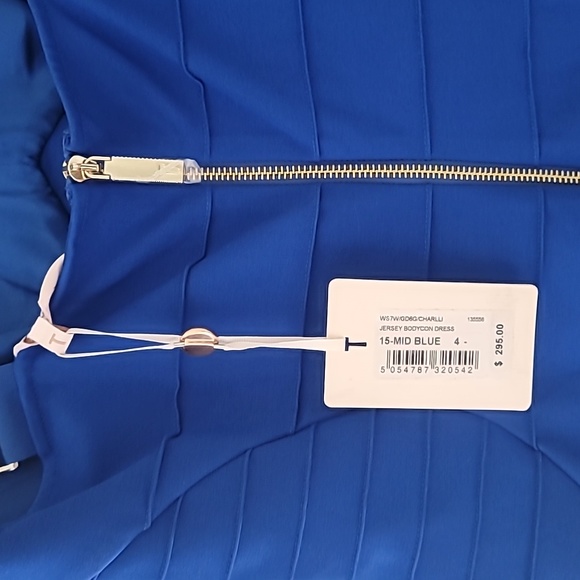 Ted Baker Charlii Mid Blue Stretch Bodycon Jersey Sheath Dress TB 4 US 10 $295 - Picture 12 of 13